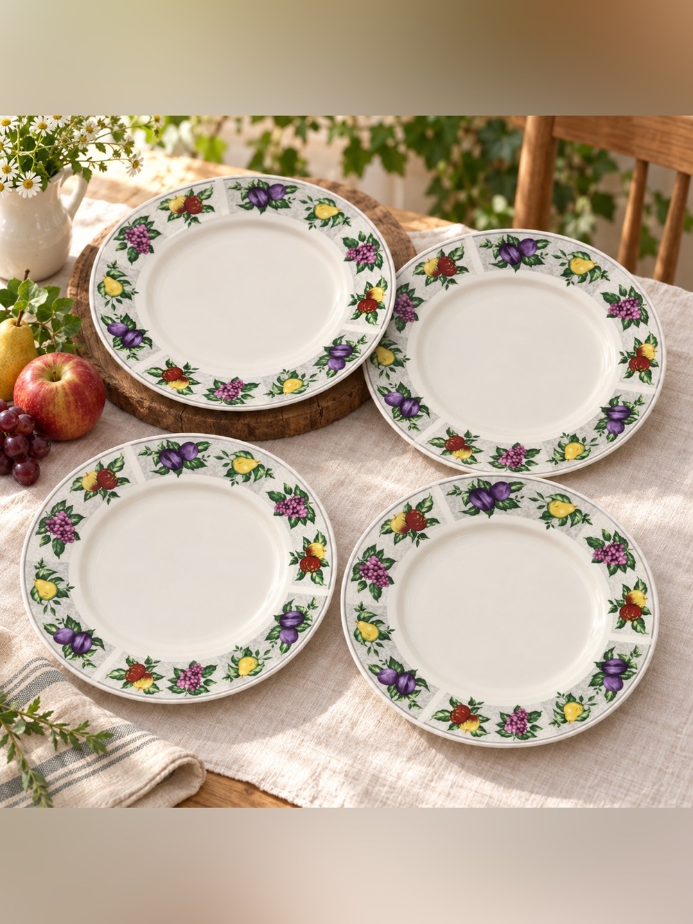 Majesticware Oneida Vintage Fruit Stoneware Salad Plates Set of 4 8 Inch